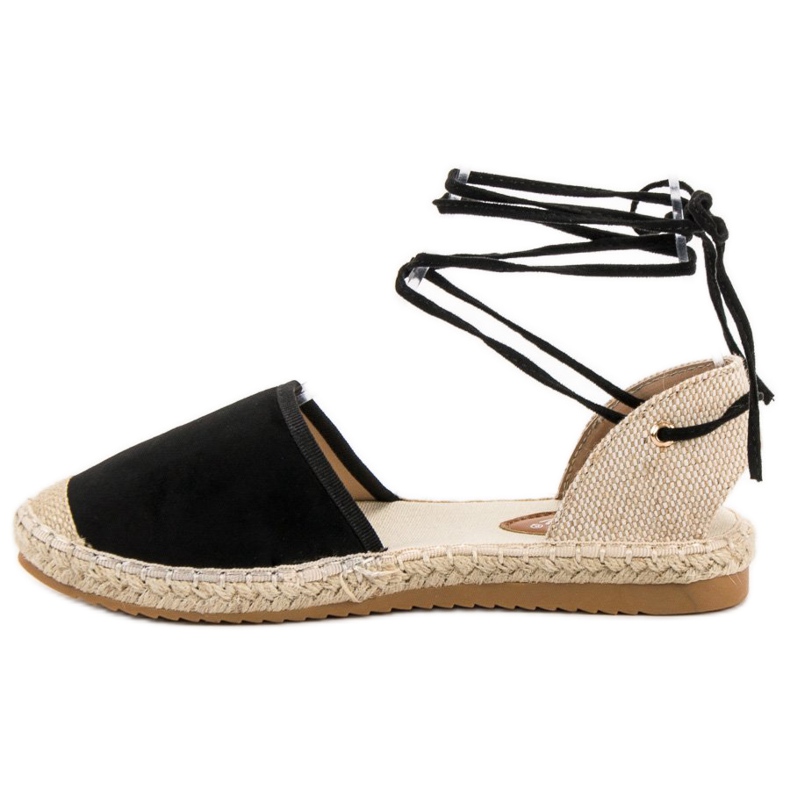 SHELOVET Espadrilles nouées le noir 1