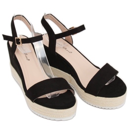 Sandales noires sur une espadrilles compensées noir LY9109 Noir le noir 3