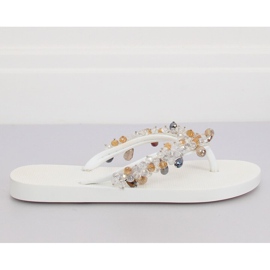 Tongs blanches avec perles JH68 blanches 2