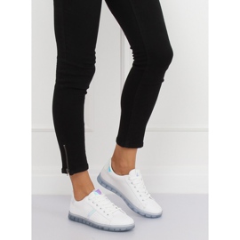 Baskets femme blanches et bleues 2B9XX923 BLANC / BLEU 2