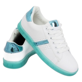 Baskets femme blanches et vertes 2B9XX923 BLANC / VERT 4