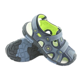 American Club Sandales pour enfants avec un insert en cuir américain DR02 bleu marin bleu vert 3