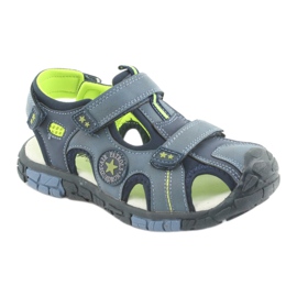 American Club Sandales pour enfants avec un insert en cuir américain DR02 bleu marin bleu vert 1