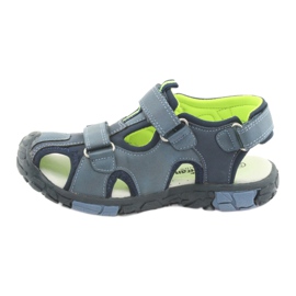 American Club Sandales pour enfants avec un insert en cuir américain DR02 bleu marin bleu vert 2