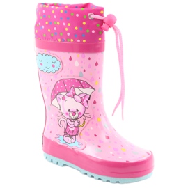 American Club Bottes de pluie bébé chaton américain bleu rose 1