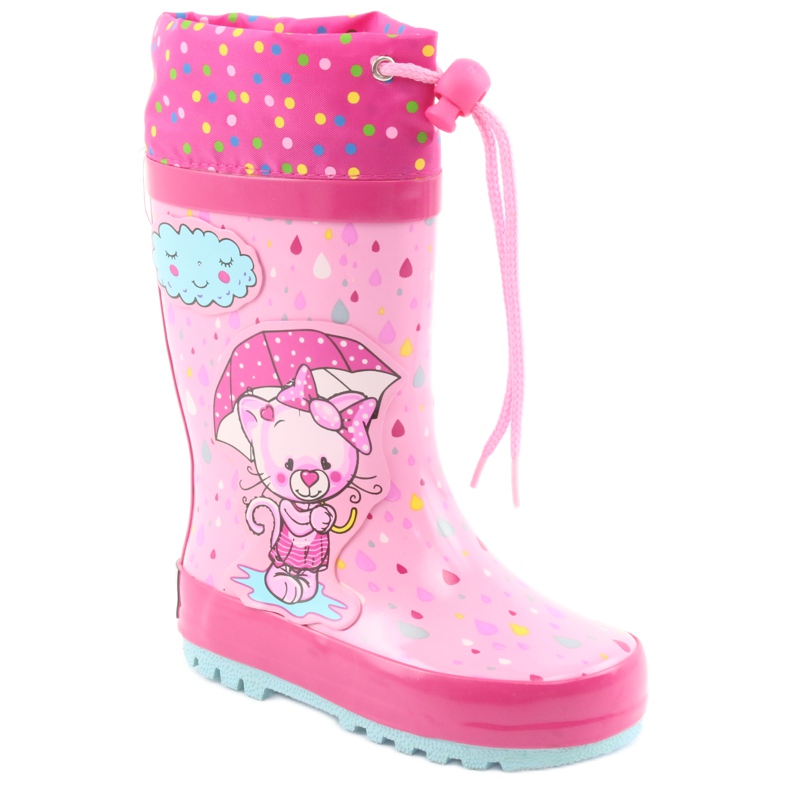 American Club Bottes de pluie bébé chaton américain bleu rose 1
