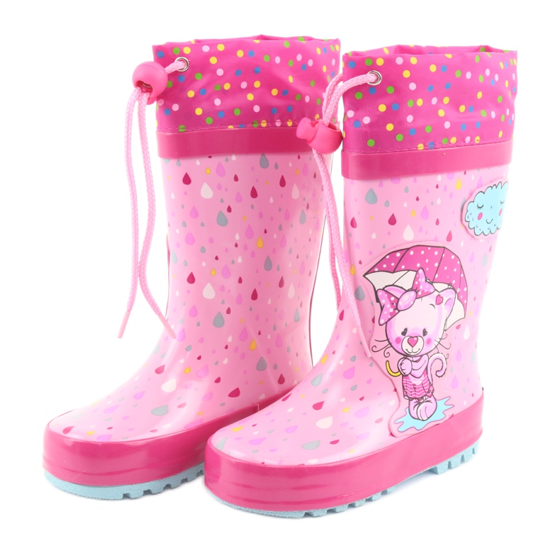 American Club Bottes de pluie bébé chaton américain bleu rose 3