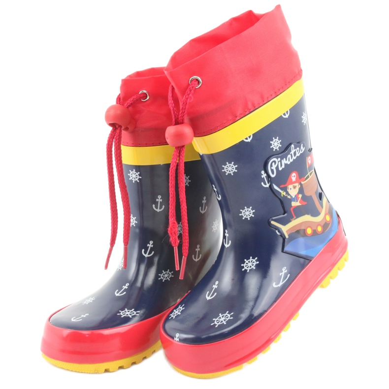 American Club Bottes de pluie pour enfants American Pirat rouge bleu marine 3