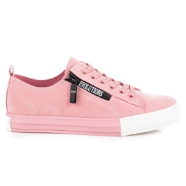 Baskets en daim sur la plate-forme rose 2