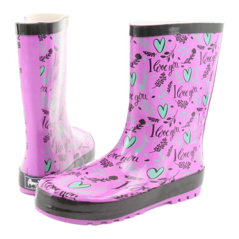 American Club bottes coeur américaines le noir violet vert 4