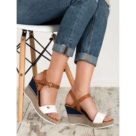 Goodin Sandales à la mode blanc brun 2