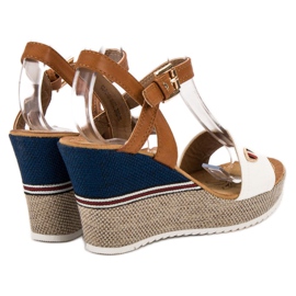 Goodin Sandales à la mode blanc brun 1