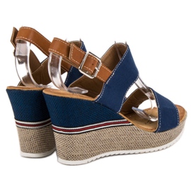 Goodin Sandales en jean brun bleu 1