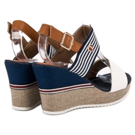 Goodin Sandales de marin sur un coin blanche bleu multicolore 1