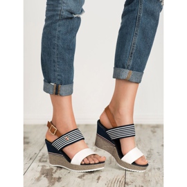 Goodin Sandales de marin sur un coin blanche bleu multicolore 2