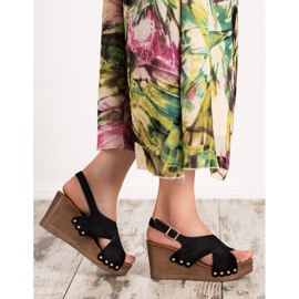 SHELOVET Sandales en daim noir 2