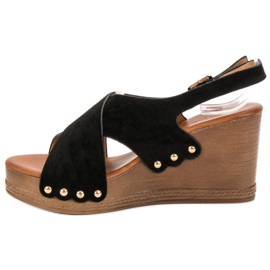 SHELOVET Sandales en daim le noir 4