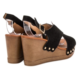 SHELOVET Sandales en daim noir 1