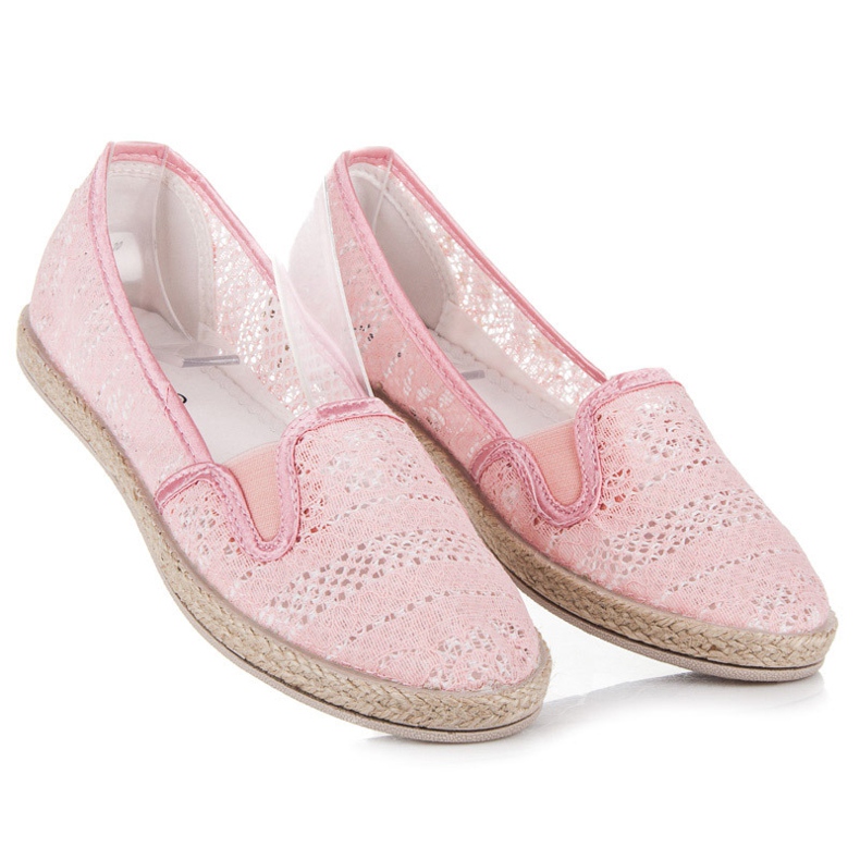 Balada Espadrilles en dentelle à enfiler rose 2