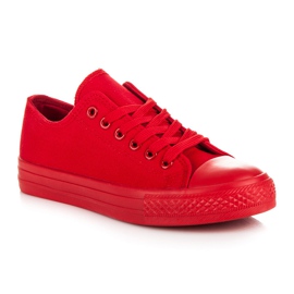 Baskets basses nouées rouge 2