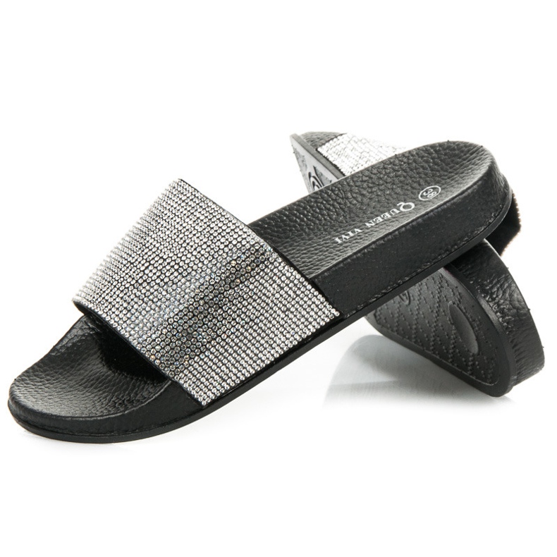 Queen Vivi Pantoufles Avec Cristaux noir 1