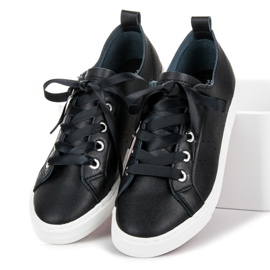 Kylie Baskets noires nouées avec un ruban 1