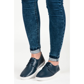 Vinceza Baskets nouées en cuir léger bleu 1