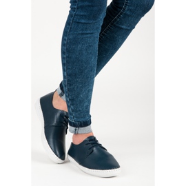 Vinceza Baskets nouées en cuir léger bleu 2