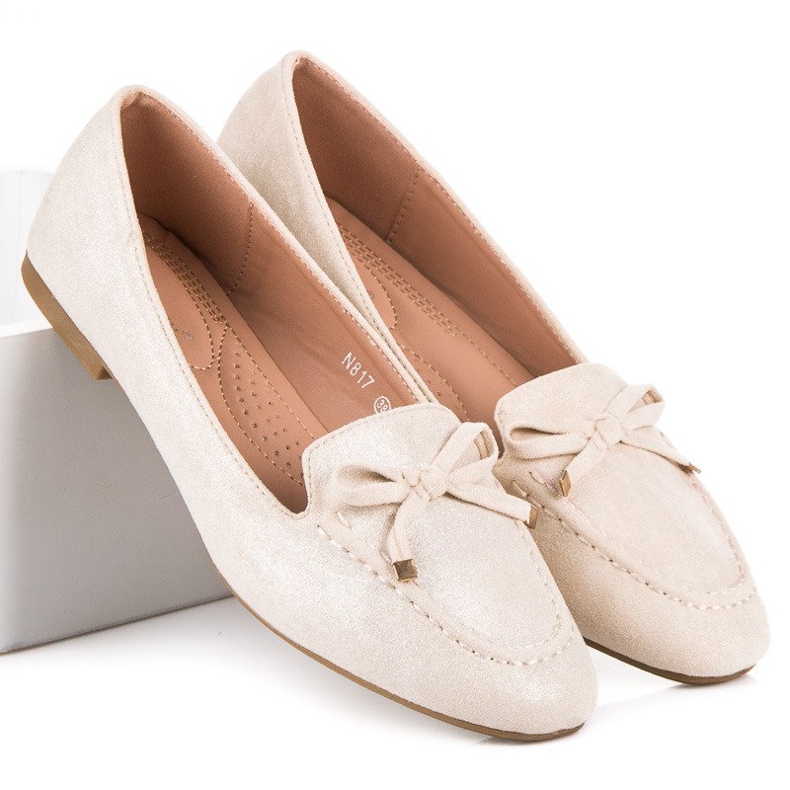 Small Swan Mocassins En Daim Avec Nœud beige 2