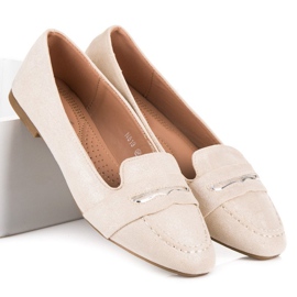 Small Swan Mocassins en daim à paillettes beige 6
