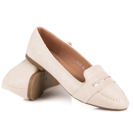 Small Swan Mocassins en daim à paillettes beige 4