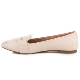 Small Swan Mocassins en daim à paillettes beige 5