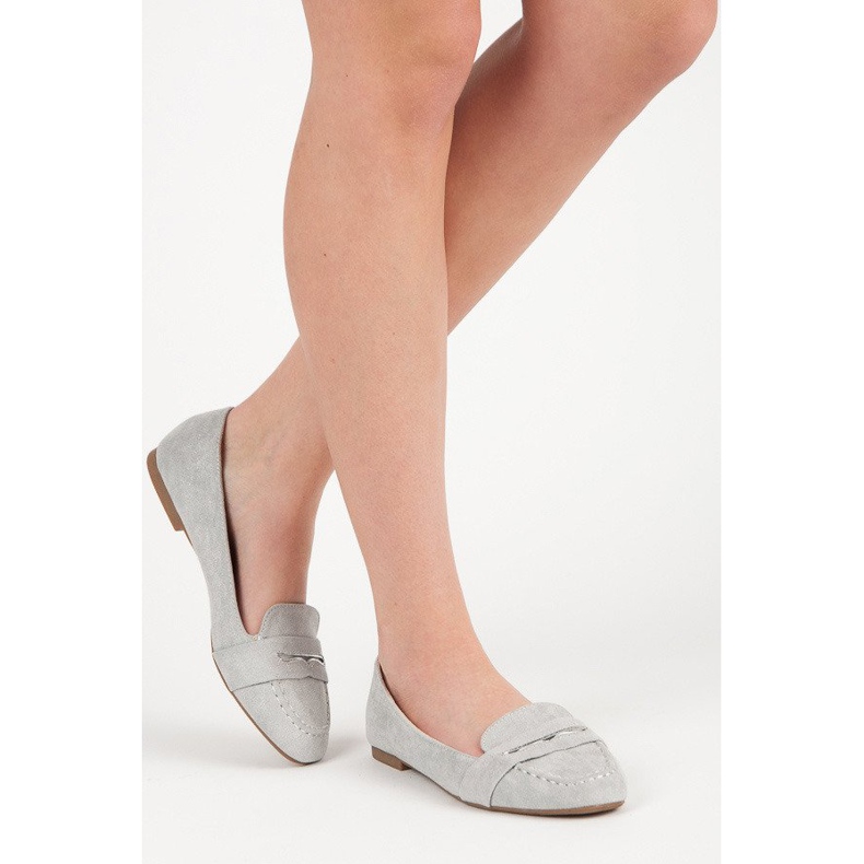 Small Swan Mocassins En Daim Avec Brocart gris 1