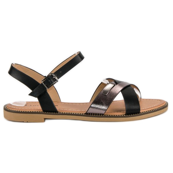 L. Lux. Shoes Sandales noires élégantes le noir 1