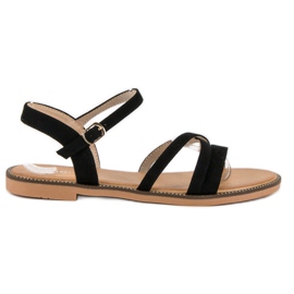 Ch. Creation Sandales en daim femme le noir 1