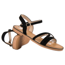 Ch. Creation Sandales en daim femme le noir 6