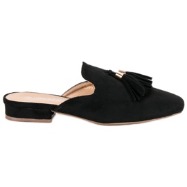 Vinceza Pantoufles en daim noires le noir 3