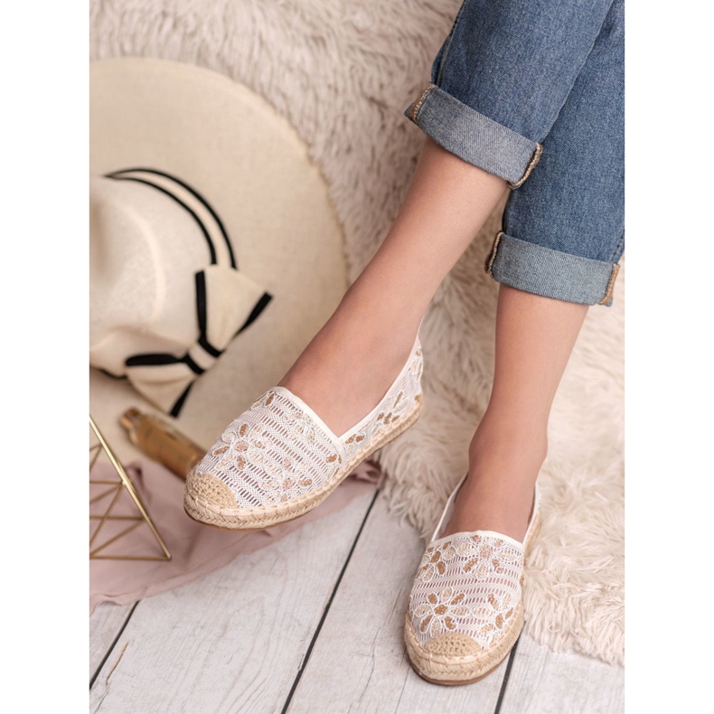 Seastar Espadrilles en dentelle blanche jaune 1