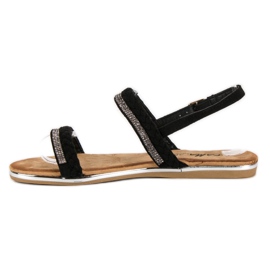 Fama Sandales plates en daim le noir 2