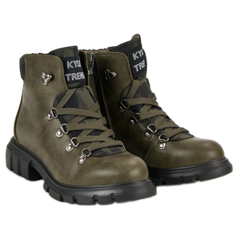 Kylie Bottes à lacets vert 2