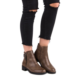 Ideal Shoes Boots marron à talon plat noir 1
