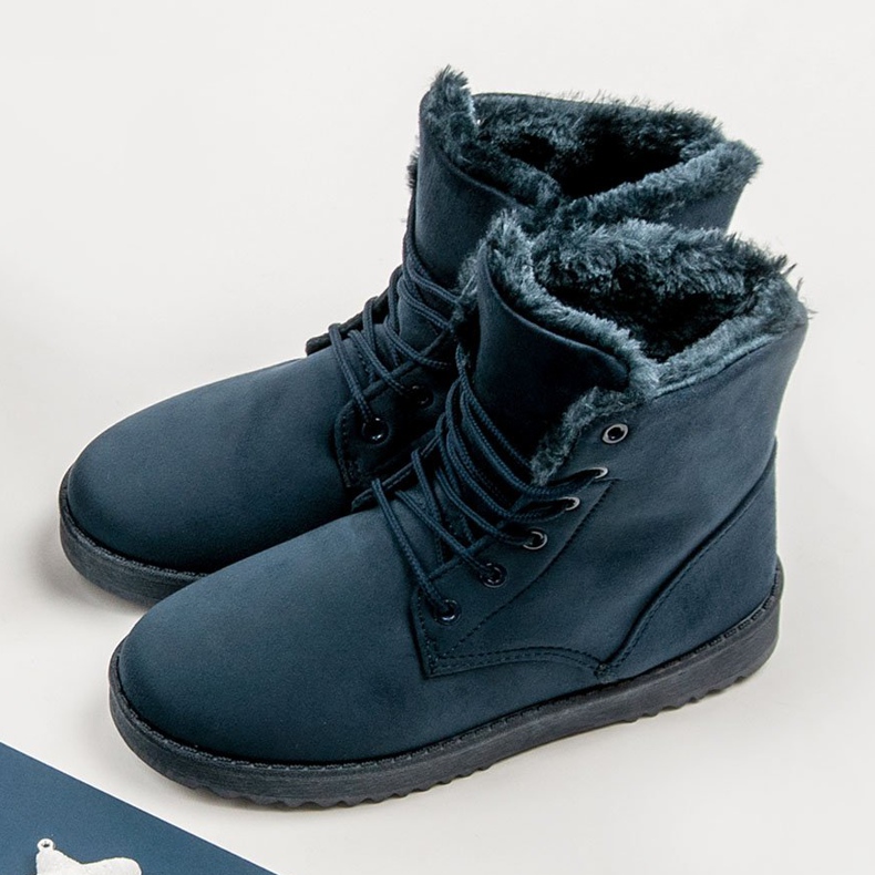 Forever Folie Bottes en daim chaudes bleu 1