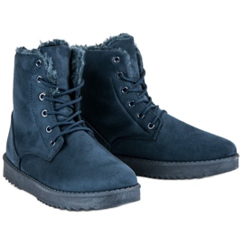 Forever Folie Bottes en daim chaudes bleu 4