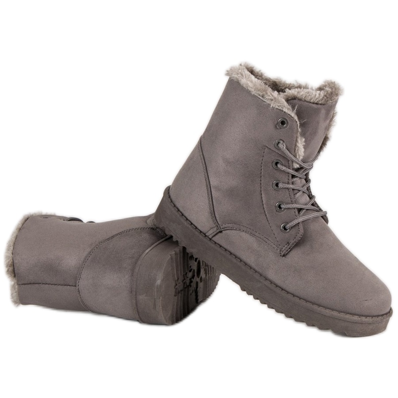 Forever Folie Bottes en daim chaudes gris 1