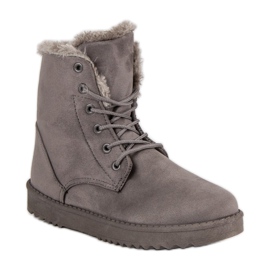 Forever Folie Bottes en daim chaudes gris 2