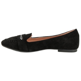 Small Swan Mocassins en daim à paillettes le noir 3