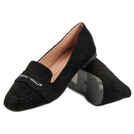 Small Swan Mocassins en daim à paillettes le noir 4