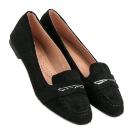 Small Swan Mocassins en daim à paillettes le noir 5