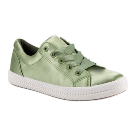 Kylie Baskets en satin vert 2