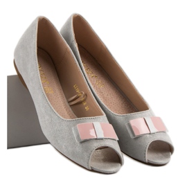 Vinceza Ballerines à bout ouvert gris 2